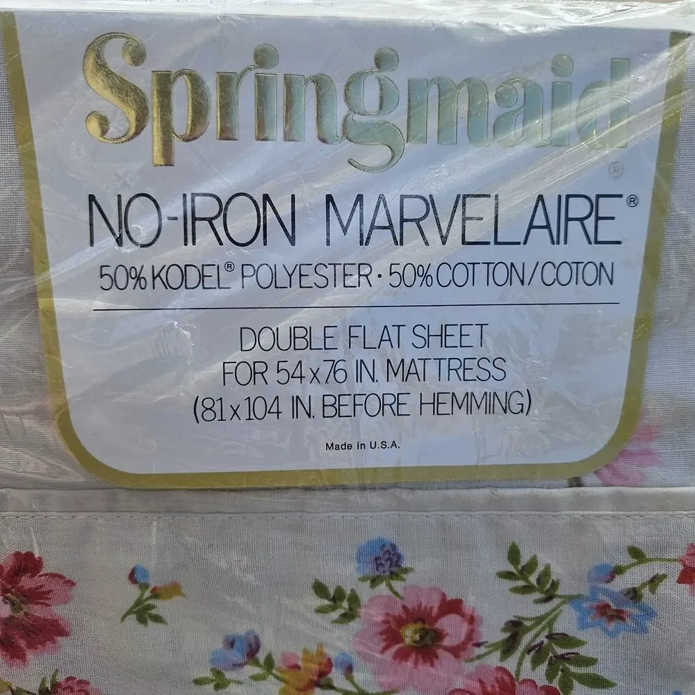 VINTAGE SPRINGMAID Marvelaire Double Flat Sheet NEW Melinda Floral
